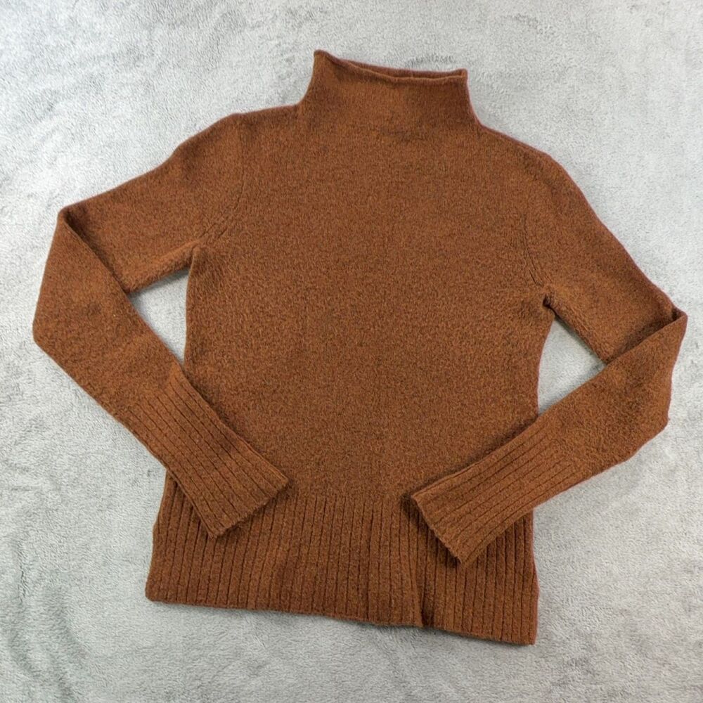 Madewell Mock Neck Pullover Sweater F8882 Womens Orange Knit Long Sleeve S